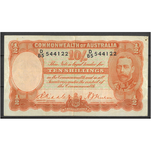 Commonwealth of Australia 1936 10/- Banknote Riddle/Sheehan R11 gFine #P-32