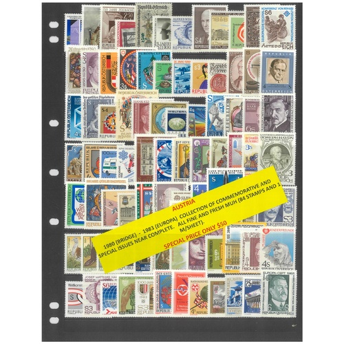 Austria 1980-83 Collection of Commemorative Issues Near Complete 84 Stamps & 1 Mini Sheet MUH #496