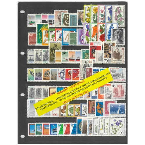 Germany West Berlin 1975-80 Various Commemorative Sets 90 Stamps & 2 Mini Sheets MUH #275