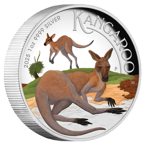 Australian 2025 Kangaroo 1oz Silver Proof Coloured High Relief $1 Coin