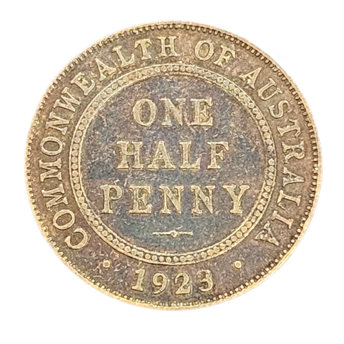 Australia 1923 Half Penny Coin gFine 