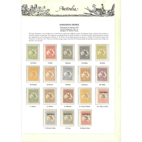 Australia Kangaroo Simplified Series 18 Stamps All Colours incl. Specimens Most MLH