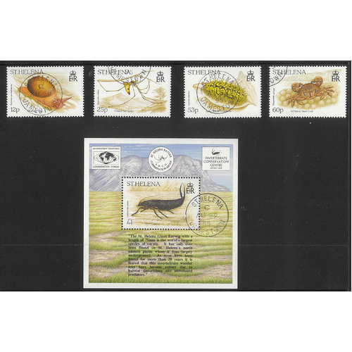 St. Helena 1995 Invertebrates Set of 4 Stamps & 1 Mini Sheet SG699/703 CTO 13-10*