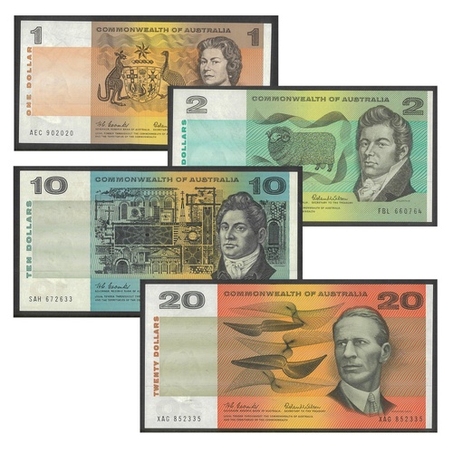 Commonwealth of Australia 1966 First Decimal Paper Banknotes $1-$20 Coombs/Wilson UNC #1-2