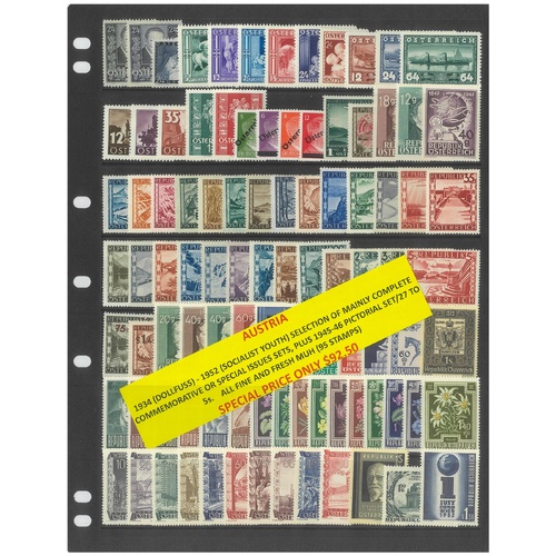 Austria 1934-52 Selection of Mainly Complete Commemorative Sets 95 Stamps MUH #255