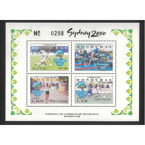 Honduras 2000 Sydney Olympics Overprinted Mini Sheet Scott CB6 MUH 14-8