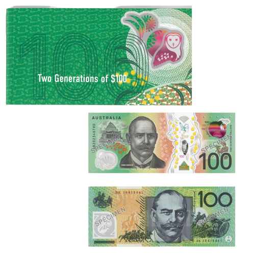 Australia 2020 Two Generations $100 Polymer Banknotes In Commemorative Folder