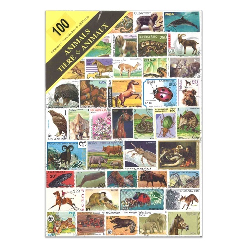 100 Different Thematic Stamps In Window Display Packet All Used Available In Various Topics