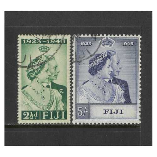 Fiji: 1948-1949 Royal Silver Wedding Series Set/2 Stamps SG 270/71 Used #BR304