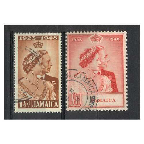 Jamaica: 1948-1949 Royal Silver Wedding Series Set/2 Stamps SG 143/44 Fine Used #BR304