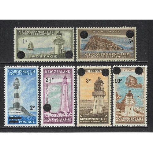 New Zealand: 1967 Government Life Decimal Surcharge Set/6 Stamps SG L50/55 MUH #BR307