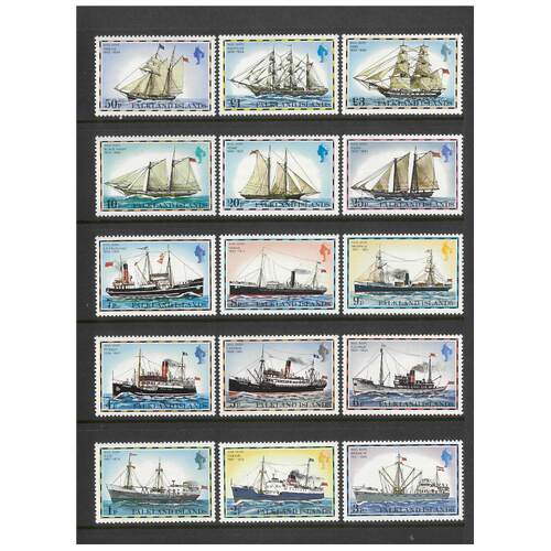 Falkland Islands: 1978 Mail Ships (Undated) Set/15 Stamps SG 331A/45A MUH #BR314