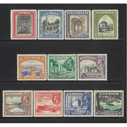 Cyprus: 1934 KGV Pictorial Set/11 Stamps TO 45pi SG 133/43 MLH #BR327