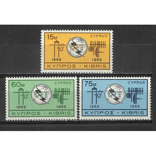 Cyprus: 1965 ITU Anniversary Set/3 Stamps SG 262/64 MUH #BR337