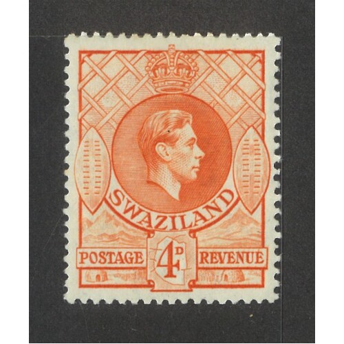 Swaziland: 1938 KGVI 4d P13½x13 Single Stamp SG 33 MLH #BR352