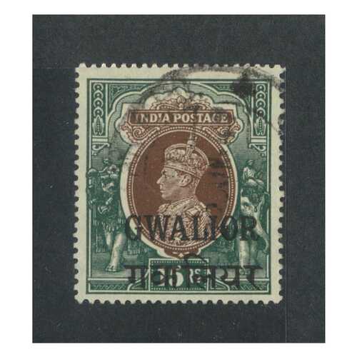 Indian States-Gwalior: 1948 KGVI 15R Single Stamp SG 116 FU #BR356