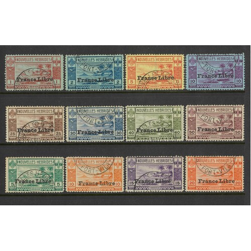 New Hebrides (French): 1941 "France Libre" OPT Set/12 Stamps TO 10f SG F65/76 FU #BR371