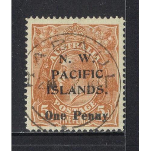 New Guinea-N.W.P.I: 1918 "One Penny" Surcharge ON KGV 5d Single Stamp SG 100 FU #BR381