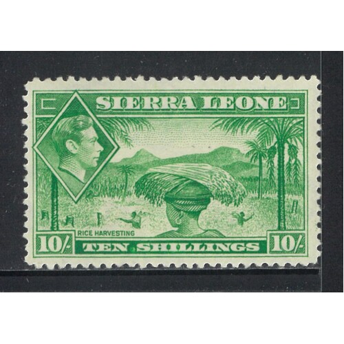 Sierra Leone: 1938 KGVI/Harvesting 10/- Single Stamp SG 199 MLH #BR387