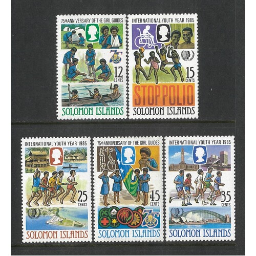 Solomon Islands: 1985 Girl Guides / Youth Year Set/5 Stamps SG 550/54 MUH #BR393