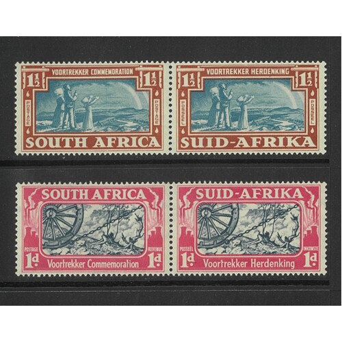 South Africa: 1938 Voortrekker Commemoration Set/2 Pair of Stamps SG 80/81 MUH #BR395