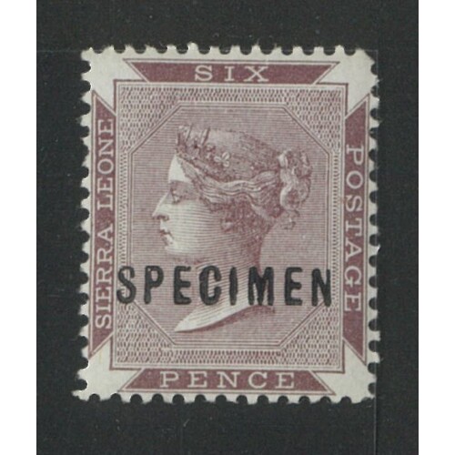 Sierra Leone: 1890 QV 6d OPT Specimen Single Stamp SG 36s MLH #BR408