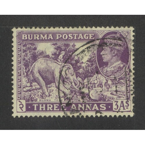 Burma: 1938-1940 KGVI 3a Single Stamp SG 26 FU #BR412