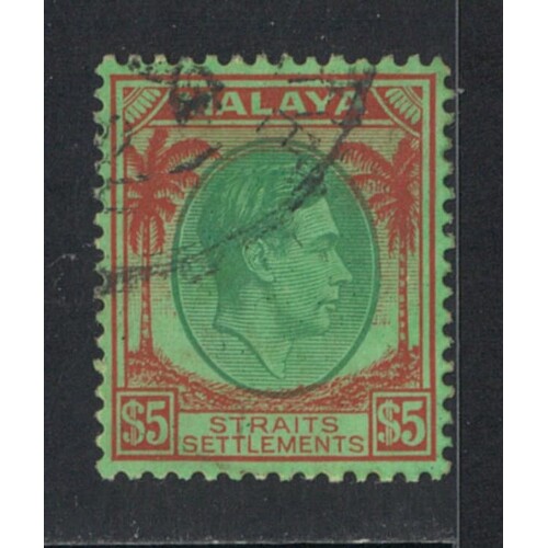 Straits Settlement: 1938 KGVI $5 Single Stamp SG 292 FU #BR413