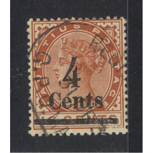 Mauritius: 1900 4c Surcharge ON 16c QV Single Stamp SG 137 FU #BR414