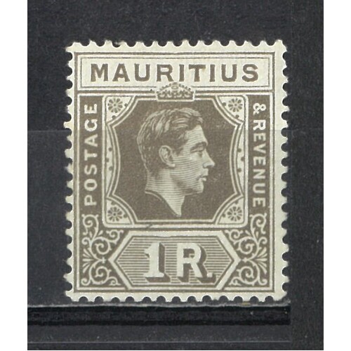 Mauritius: 1949 KGVI 1R Drab Single Stamp SG 260c MLH #BR414