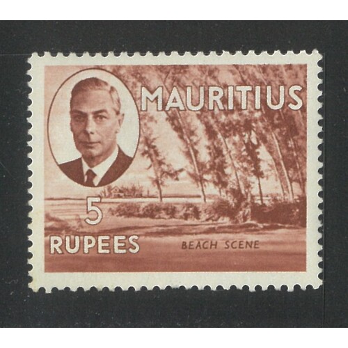 Mauritius: 1950 KGVI/Beach View 5R Single Stamp SG 289 MLH #BR414