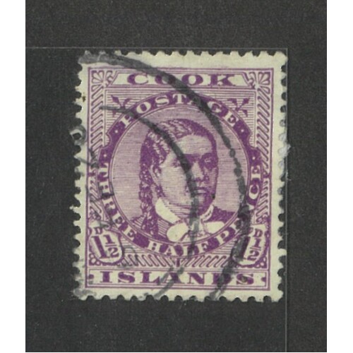 Cook Islands: 1913-1919 1½d Queen p14x15 Single Stamp SG 43 FU #BR416