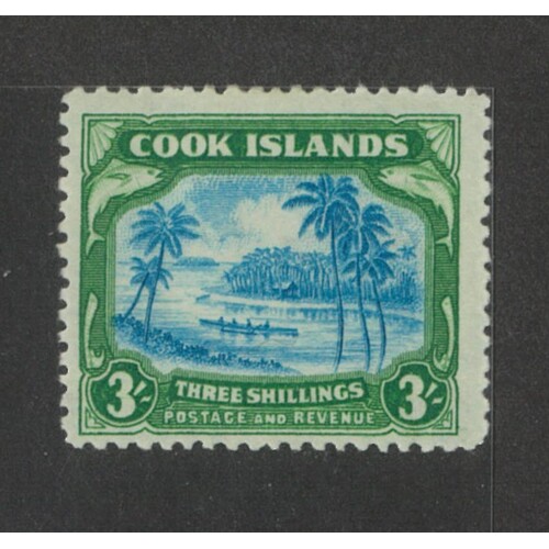 Cook Islands: 1945 MULT WMK 3/- Canoe Single Stamp SG 145 MLH #BR416