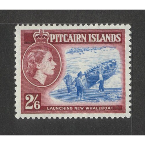 Pitcairn Islands: 1959 2/6 Blue And Deep Lake Shade Single Stamp SG 28a MUH #BR417