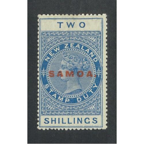 Samoa: 1918 QV Fiscal 2/- Blue P14½x14 Single Stamp SG 127 MLH #BR417