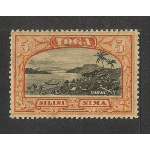 Tonga: 1897 5/- Harbour WMK Upright SG 53 MUH #BR420