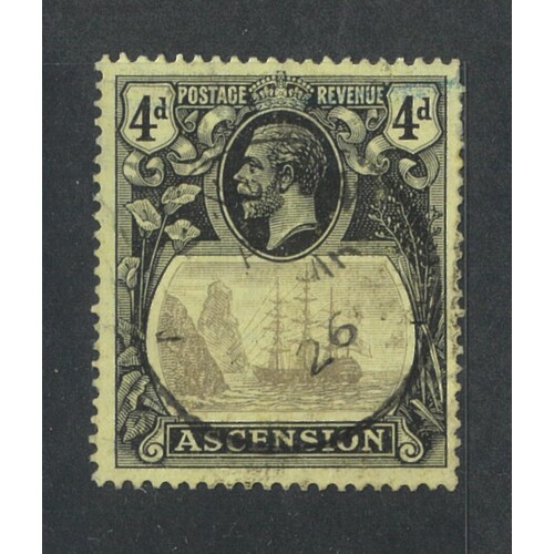 Ascension: 1924 4d Badge Single Stamp SG 15 FU #BR425