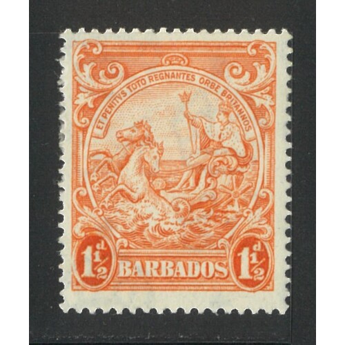 Barbados: 1938 Badge 1½d p14 Single Stamp SG 250b MLH #BR426