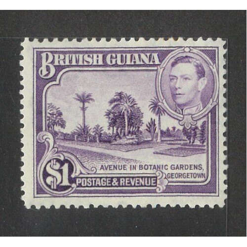 British Guiana: 1938 KGVI/Gardens $1 P12½ Single Stamp SG 317 MUH #BR427