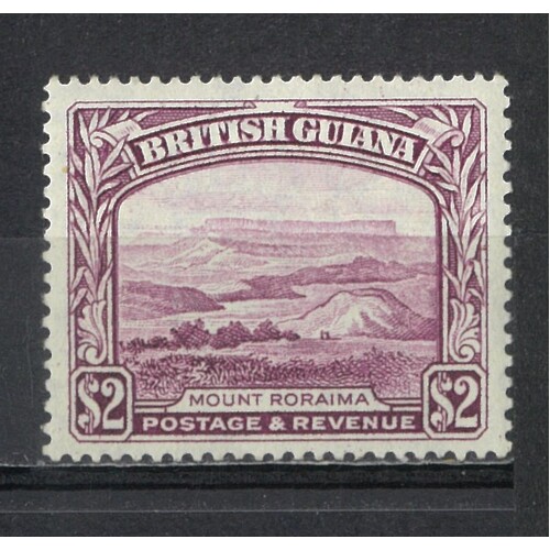 British Guiana: 1938-1952 $2 Purple P14x13 Single Stamp SG 318a MLH #BR427