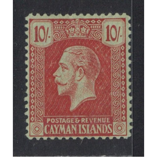 Cayman Islands: 1921 KGV WMK Crown CA 10/- Single Stamp SG 67 MLH #BR427