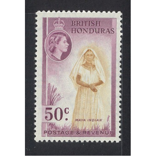 British Honduras: 1960 50c Indian Women Scarce Pale Shade Single Stamp SG 187a MUH #BR427