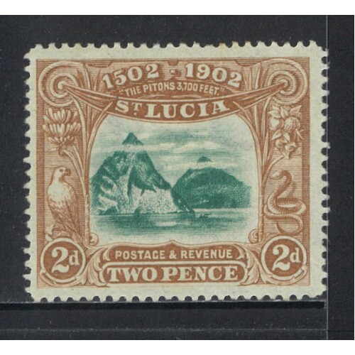 St Lucia: 1902 2d Columbus Anniversary Single Stamp SG 63 MLH #BR428