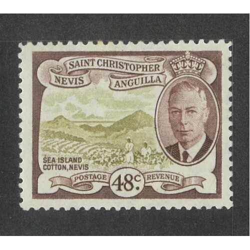 St Kitts-Nevis: 1952 KGVI/Cotton 48c Single Stamp SG 102 MLH #BR429