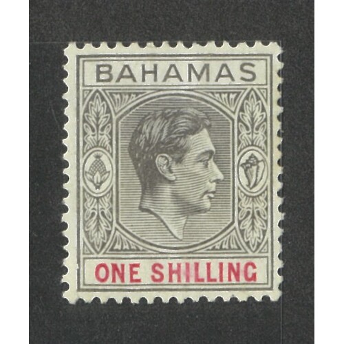 Bahamas: 1938 KGVI 1/- "Thick Paper" Single Stamp SG 155 MLH #BR430