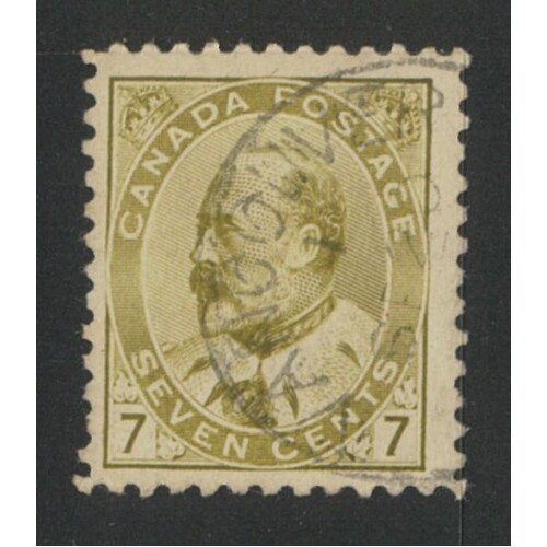 Canada: 1903 KEVII 7c Greenish Bistre Single Stamp SG 181 FU #BR432