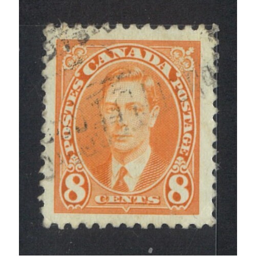 Canada: 1937 KGVI 8c Orange Single Stamp SG 362 FU #BR432