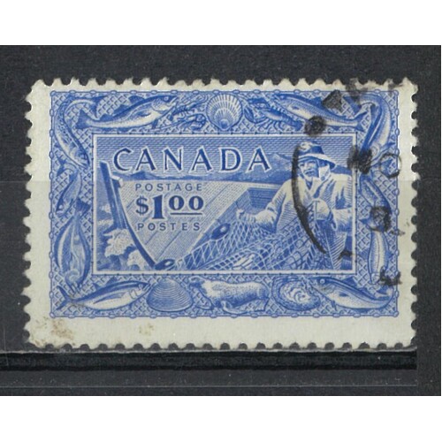 Canada: 1951 $1 Fisherman Single Stamp SG 433 USED #BR432