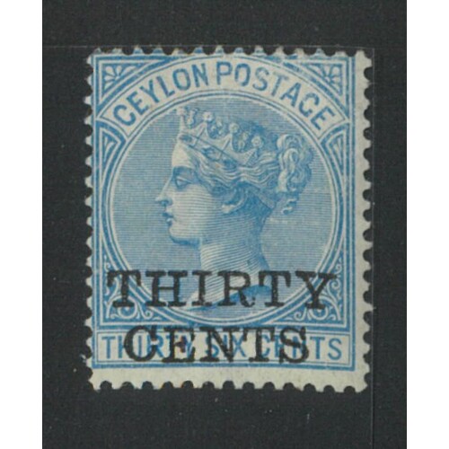 Ceylon: 1885 30c ON 36c Single Stamp SG 169 MH #BR433