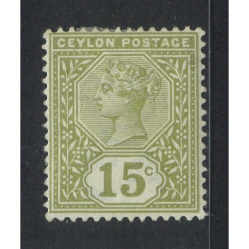 Ceylon: 1886 QV 15c Sage Single Stamp SG 196 MH #BR433